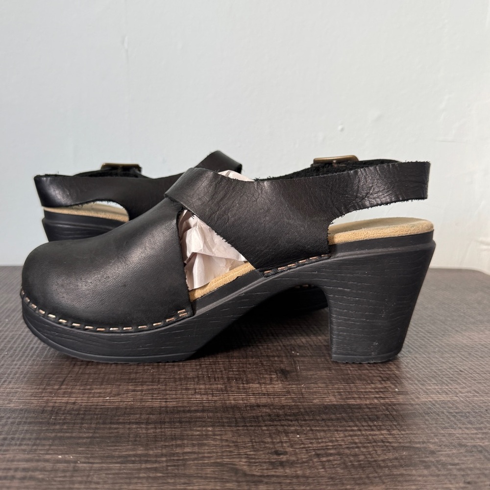 Calou Stockholm Astrid Black Leather Slingback Clog - Picture 13 of 14